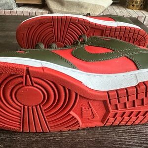 Nike Dunk Low Mystic Red Cargo Khaki Men's Size 14 worn 2xs Looks brand new